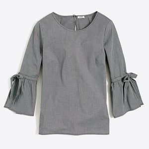 J. Crew bell-sleeve top in microgingham